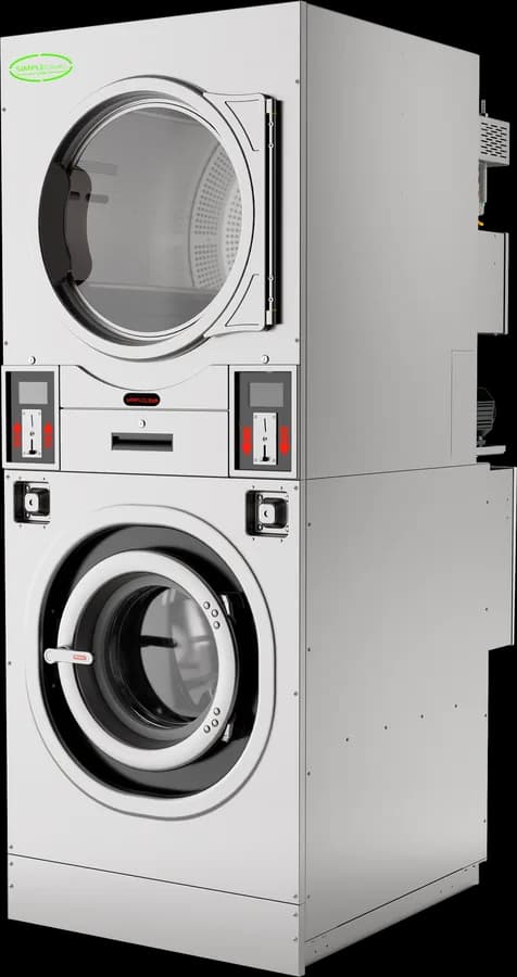 Simple Clean stacked washer/dryer, dryer above washer